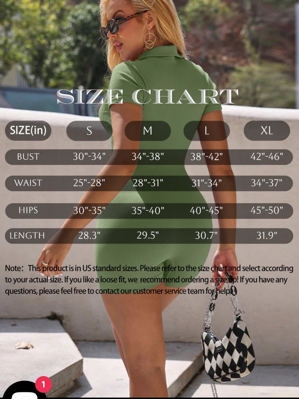 OQQ Tea Leaf Tummy Control Ribbed VNeck Romper 🍵 - Picture 7 of 10